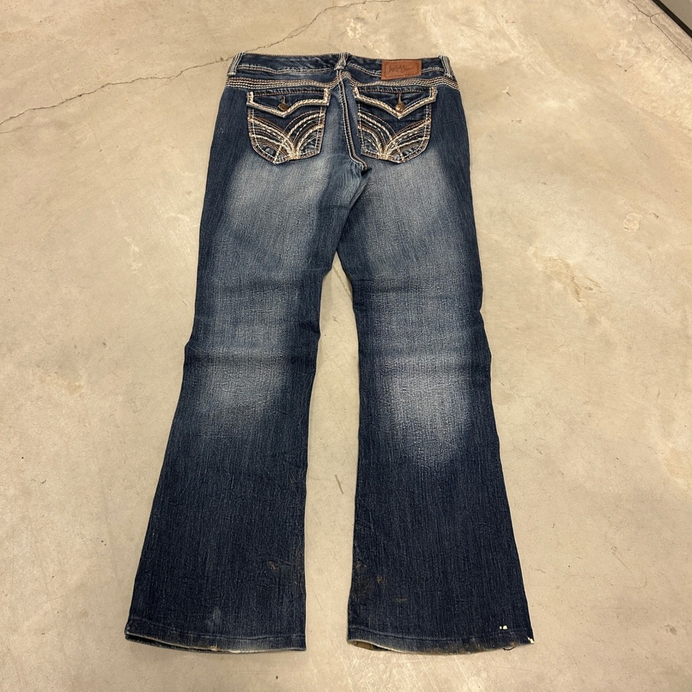 Ariya Jeans Womens Dark Wash Bootcut Embroidered Flap Pocket Denim 28x29